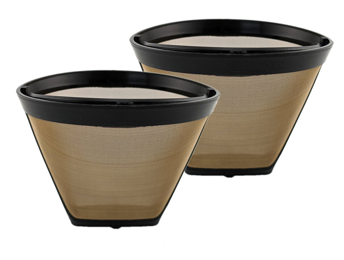 NRP 2-Pack Basket Screen Bottom Gold-Tone Permanent Coffee Filter Universal for 4-5 Cup Drip Coffeemakers