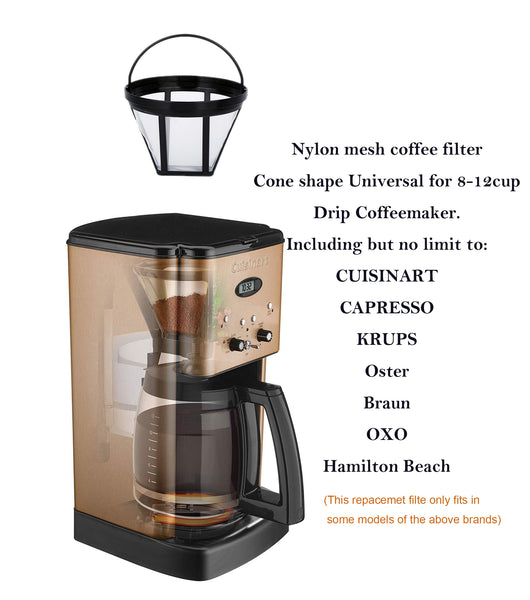 NRP Standard #4 Nylon Permanent Coffee Filter Universal fit Cuisinart Coffeemakers Oster Krups & MORE Brands